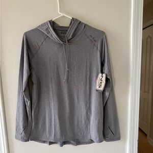 New NRS Women's Medium Silkweight Gray Hooded Long Sleeve UPF 50 Shirt